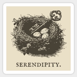 Serendipity Key in a Bird's Nest Illustration Sticker